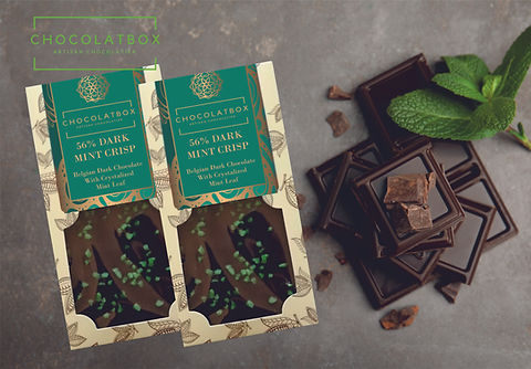 Belgian 56% Cocoa Chocolate Bar with Crystallised Mint Leaves