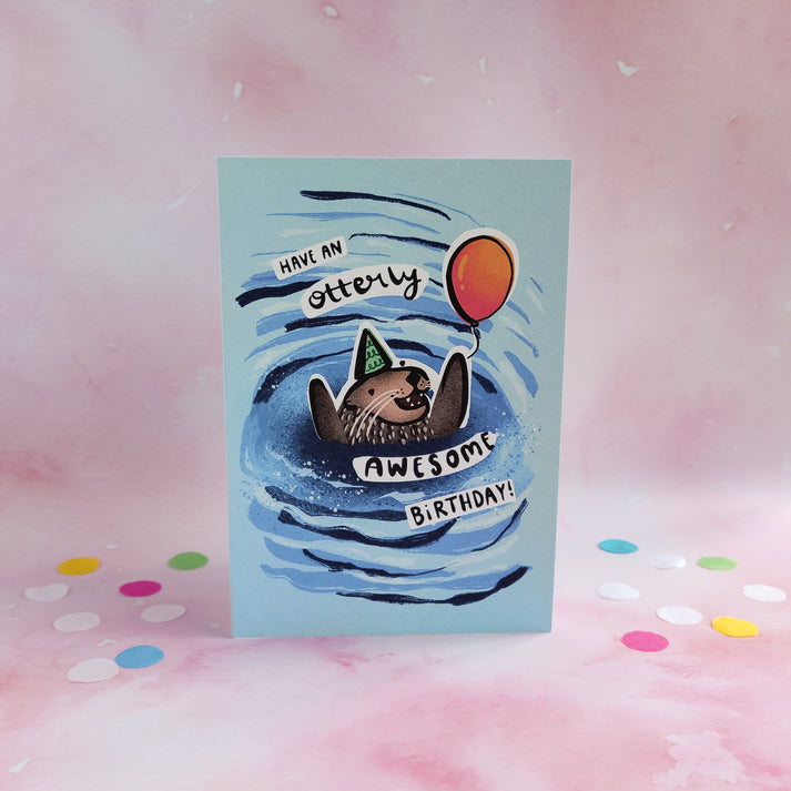 Have an otterly awesome otter birthday card