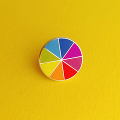 Rainbow wheel enamel pin