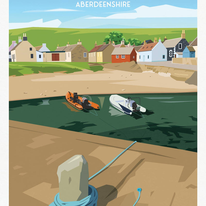 Sandend, Aberdeenshire A4 travel poster print 2 designs available