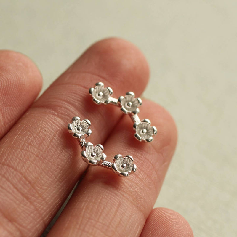 Sterling Silver Daisy Chain Stud Earrings