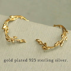 Olive branch gold vermeil hoop earrings