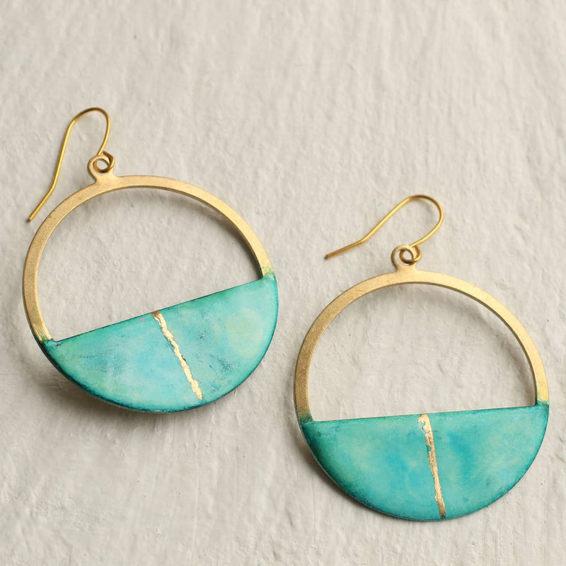 Kintsugi hoop earrings (green or turquoise)