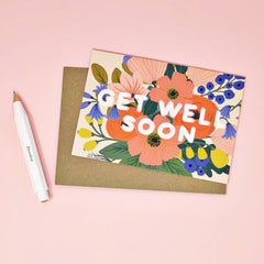 Get well soon colourful flowers card