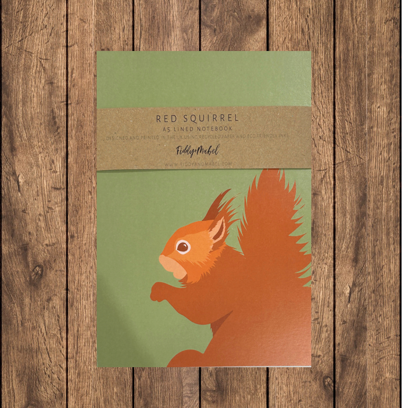 Red squirrel lined A5 notebook