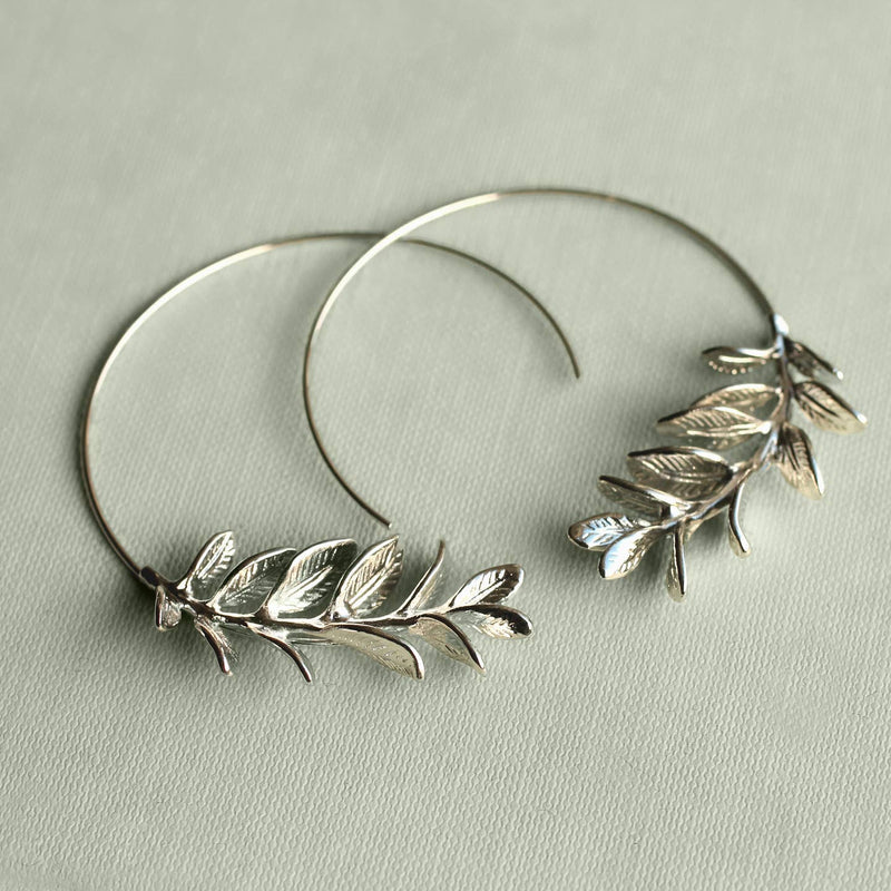 Botanical Leaf hoop earrings