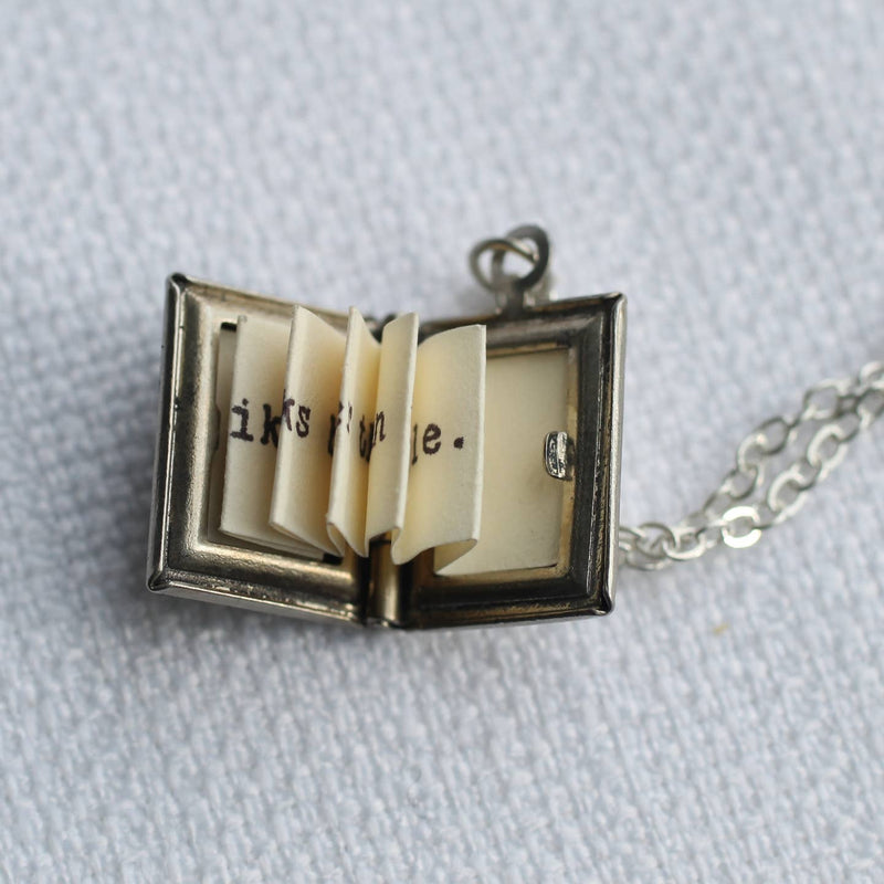 Book locket necklace (with hidden pages inside!)