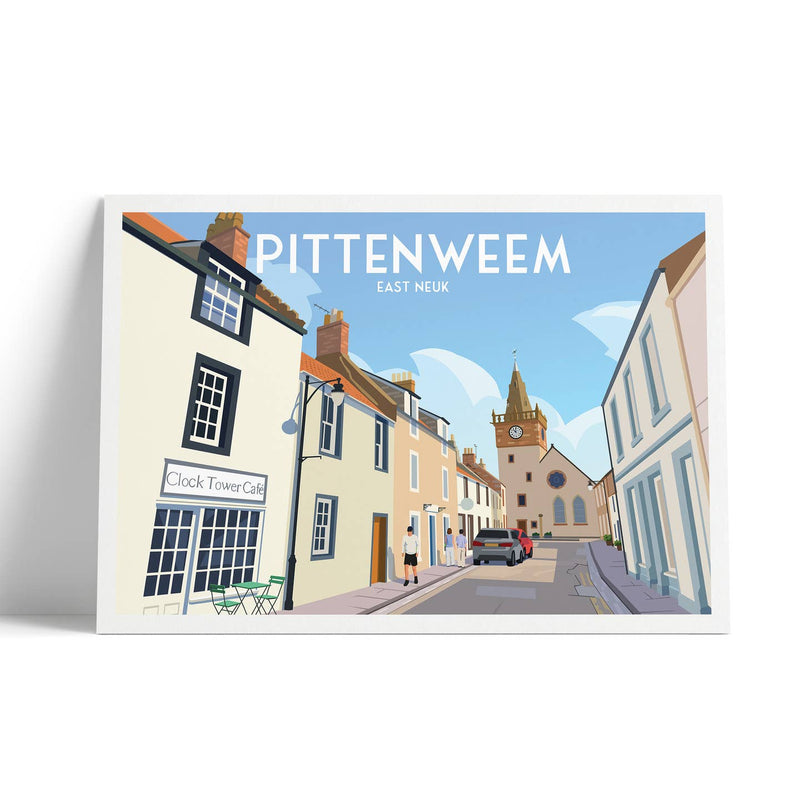 Pittenweem Clock Tower A4 travel poster print