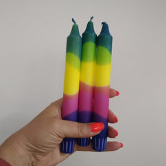 Rainbow ombre dinner candles
