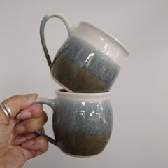 Hand thrown mug - grey blue glaze