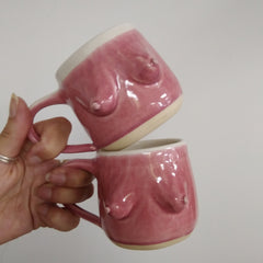 Hand thrown boob mug - 2 colours available