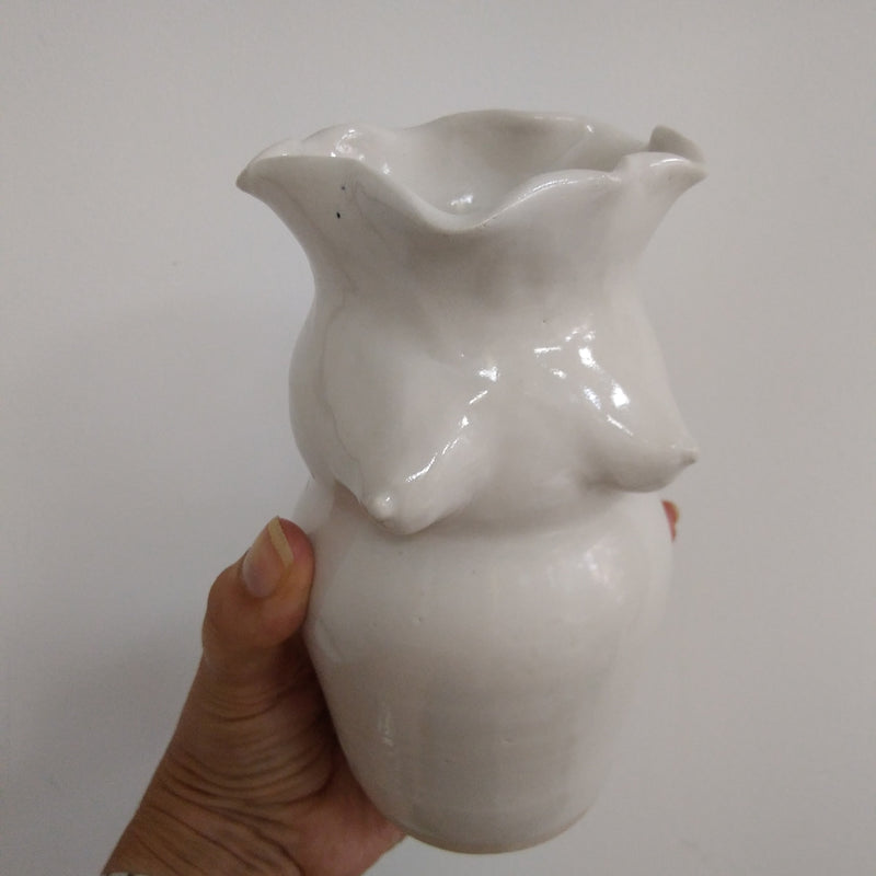 Hand thrown frilly boob vases