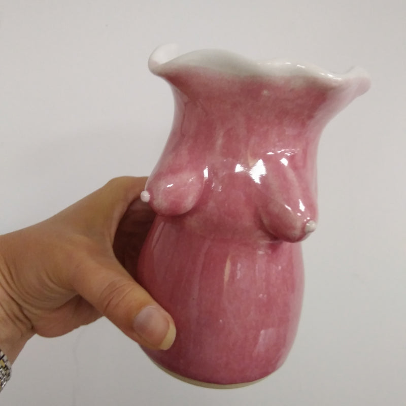 Hand thrown frilly boob vases
