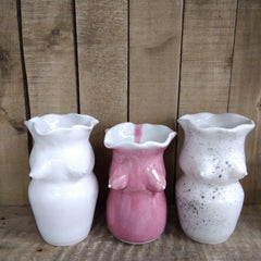 Hand thrown frilly boob vases