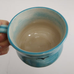 Hand thrown turquoise sky glaze rounded mug