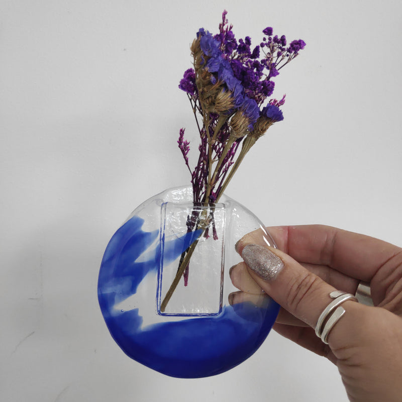 Fused glass flower pocket - for fresh or dried