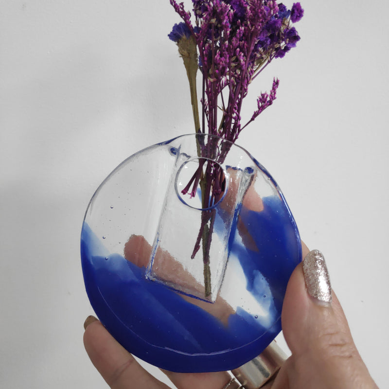 Fused glass flower pocket - for fresh or dried