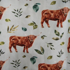 Romper suit - Highland cows on mint with leaves print (different sizes available)