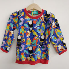 Long sleeved child t-shirt - bright exotic birds (18-24 months)