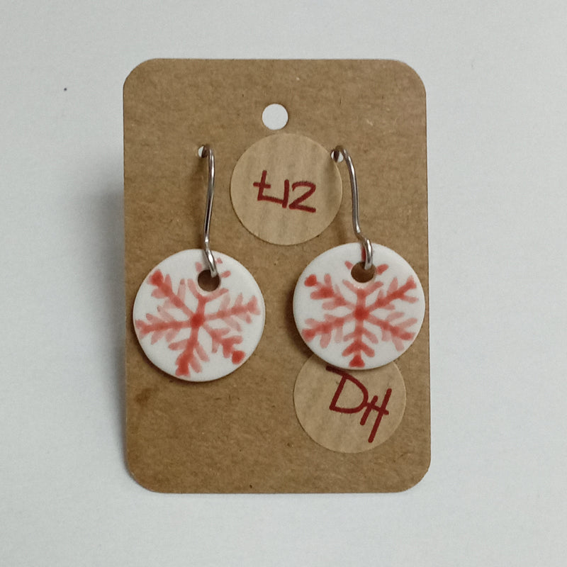 Ceramic snowflake drop earrings