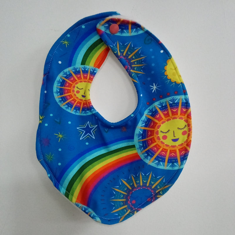 Dribble style bib - sun, rainbows & stars print