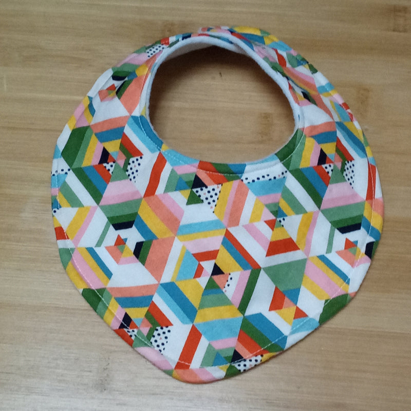 Dribble style bib - colourful geometric shapes print