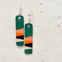 'Strata' printed aluminium long earrings (different colours available)