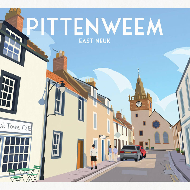 Pittenweem Clock Tower A4 travel poster print