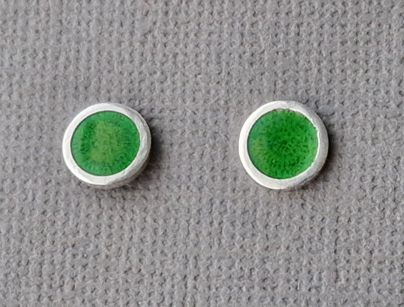 Sterling silver & enamel colourful studs - green