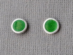 Sterling silver & enamel colourful studs - green