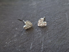 Sterling silver wee textured heart studs