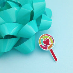 Retro rainbow  lollipop enamel pin