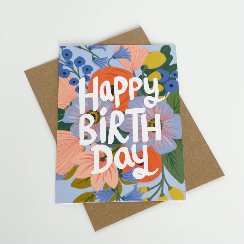 Happy birthday colourful flowers card