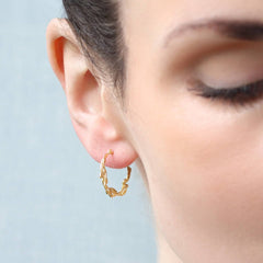 Olive branch gold vermeil hoop earrings