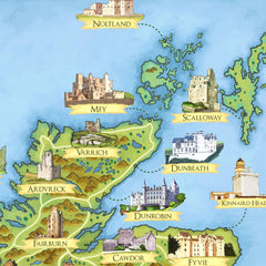 Scottish Castles A4 illustrated map print