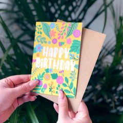 Happy birthday yellow flowers card
