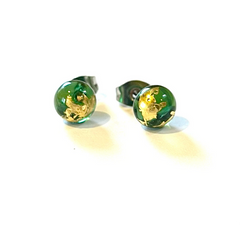 Green & gold glass whisky bottle studs