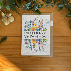 Plantable birthday wishes flowers card