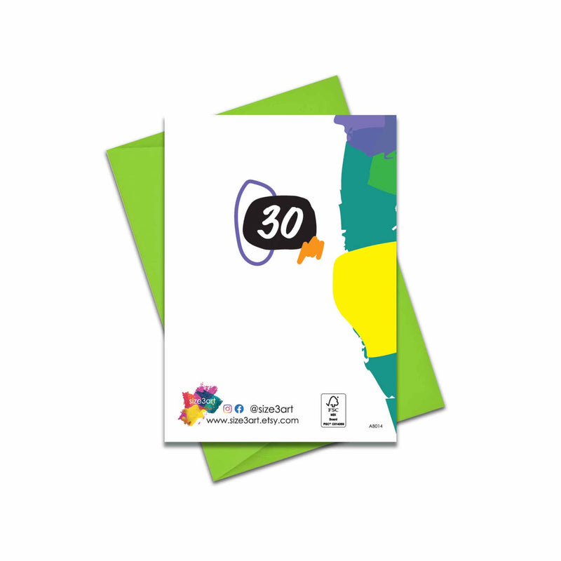 Age 30 - colourful abstract shapes card