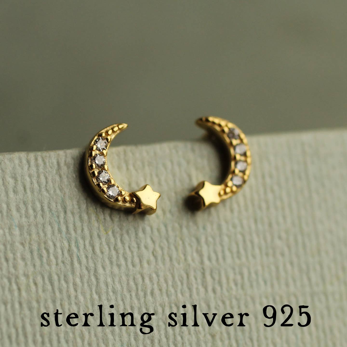 Gold Vermeil Moon Stud Earrings Sunshine