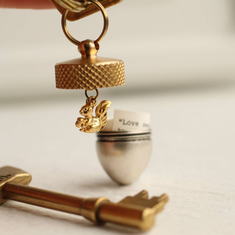 Acorn locket necklace with hidden squirrel & note inside!
