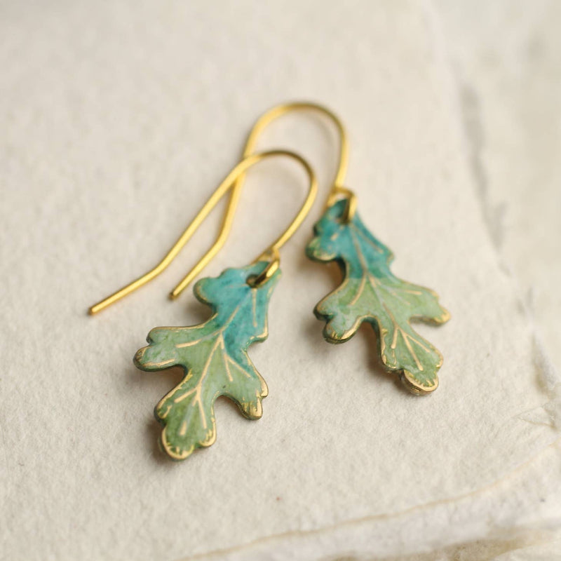 Oak leaf drop earrings