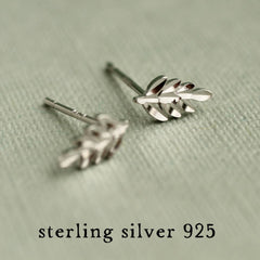 Sterling silver fern stud earrings