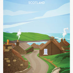 Blackhouse Village, Isle of Lewis A4 travel poster print