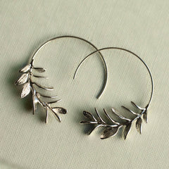 Botanical Leaf hoop earrings