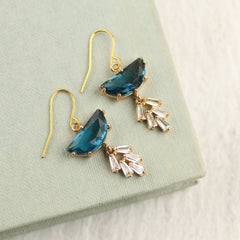 Blue half moon Art Deco earrings
