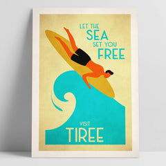 Visit Tiree surfing A4 travel poster print