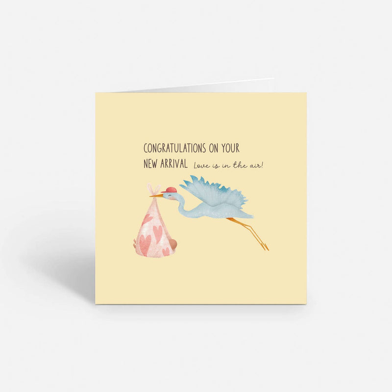 Congratulations on your new arrival - love is in the air card