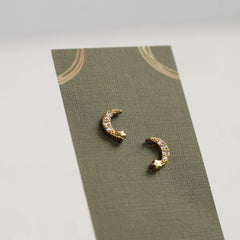 Gold Vermeil Moon Stud Earrings