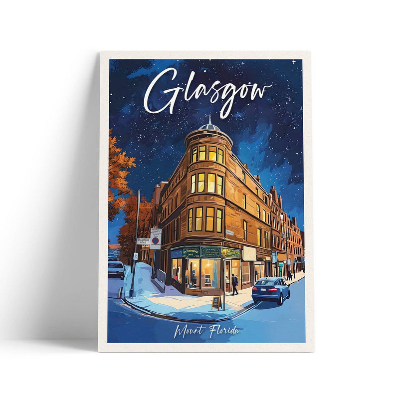 Mount Florida tenement, Glasgow A4 travel poster print